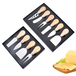 6-in-1 Food Grade Stainless Steel Cheese Tools Oak Handle Butter <strong>Knife</strong> <strong>Set</strong> with Gift Box Packaging for Kitchen Use - Product Image 3
