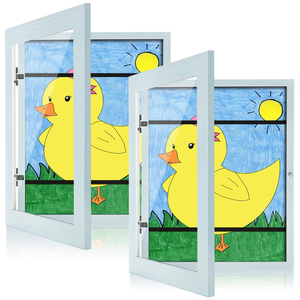 Kids A4 Picture <b>Frames</b> Brown Wood Front Opening Tempered Glass 4x6 Horizontal Vertical Formats A4 Photos Iron Fronted - Product Image 1