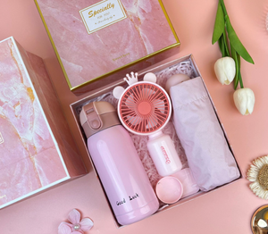 Coffret Cadeau en Verre Trois-en-Un pour Demoiselle d'Honneur : Bouteille Isotherme, Parapluie, Serviette – Personnalisable avec Logo – Idéal pour Femmes d'Affaires et Fête des Mères - Product Image 2