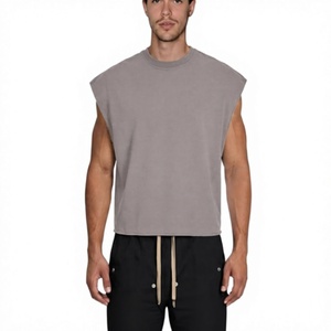 เสื้อกล้ามทรงครอปโอเวอร์ไซส์สำหรับผู้ชาย ผลิตจากโรงงานโดยตรง รับทำโลโก้ตามสั่ง ผ้าฝ้าย 100% หนา 320 GSM ผ้าเฟรนช์เทอร์รี่ - Product Image 3