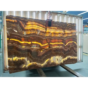 Newstar nhà máy trực tiếp đá tự nhiên chất lượng tốt màu vàng mật ong Onyx sàn đá cẩm thạch gạch nâu phiến đá cẩm thạch hổ Onyx - Product Image 2