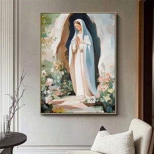 Lienzo hecho a mano Virgen María minimalista cristiano 3D arte de pared decoración del hogar pinturas religiosas católicas - Product Image 4