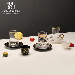 Markt im arabischen Stil Glas Tee tasse und Untertasse Set türkische schwarze Tee tasse Set für Ramadan Monat Tee und Kaffee servieren