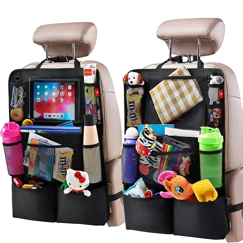 PROTECTOR DE ASIENTO DE COCHE ORGANIZADOR DE ASIENTO TRASERO MULTIFUNCIONAL BOLSA DE ALMACENAMIENTO DE COCHE