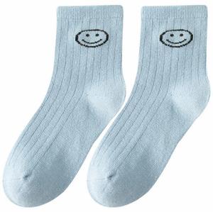 Calcetines de Algodón de Primera Clase para Niñas, con Bordado de Cara Sonriente, Transpirables, Sin Elásticos, Color Caramelo, Versátiles, para Niñas Pequeñas - Product Image 5