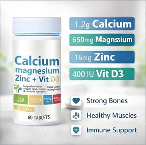 Tabletas de Calcio, <span class=keywords><strong>Magnesio</strong></span>, <span class=keywords><strong>Zinc</strong></span> + Vitamina D3, Apoyo para la Salud Ósea, la Función Muscular y el Sistema Inmunitario, 60 Tabletas por Botella - Product Image 3