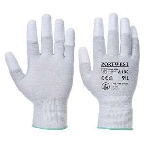 PORTWEST - A198GRRM Guante gris Antiestático de poliuretano con punta de dedo-GUANTES EAN 5036108198528 - Product Image 1