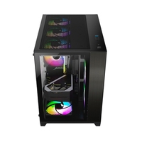 Boîtier PC Gamer C704 Mini-2 en Alliage d'Aluminium Noir, Design Aquarium, Verre TG 270, Boîtier Cube MATX de Bureau, Tour Moyenne