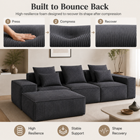 Canapé modulaire moderne en velours côtelé avec ottoman, ensemble de canapés à assise profonde, meubles pour salon