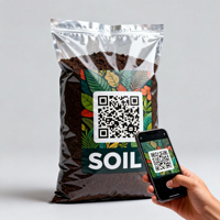 Sac de mélange de terre de mousse de tourbe fabriqué à partir de film biodégradable et comprend un code QR pour un guide de manipulation complet