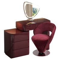 Tabouret de maquillage et chaise de coiffeuse éclairée de style nordique minimaliste avec panneau en bois pour appartement et hôtel