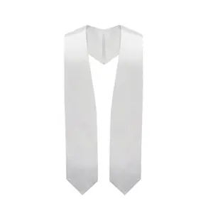 Wholesale adult sublimation uniform blank stole white glossy satin polyester 60 72in custom logo sublimation graduation stoles
