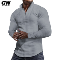 Pull-over décontracté pour homme, style coréen, couleur unie, tricoté, anti-plis, grande taille, avec fermeture éclair, 100 % polyester