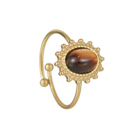 2023 nouveautés mode pvd plaqué haute poli en acier inoxydable pierre naturelle anneau pour les femmes hypoallergénique bijoux cadeau