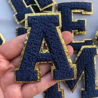 Patch thermocollant 3D en chenille brodée de paillettes, à appliquer sur vêtements, sacs, badges nominatifs DIY, patchs alphabet A-Z
