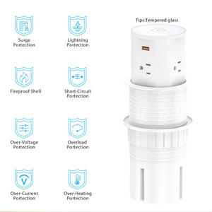 Enchufe Eléctrico Inteligente Retráctil con Carga Inalámbrica de 15W, 4 Tomas de Corriente, Resistente al Agua, con Sistema Neumático ABS para Cocina - Product Image 6