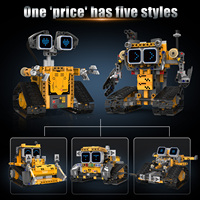 Juego de Bloques de Construcción de Robots 5 en 1, Rompecabezas para Niños, Juguete de Bloques de Construcción, Pantalla Digital, Robot Wall-e de Cinco Transformaciones