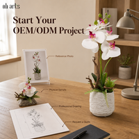 Orchidée Phalaenopsis Artificielle de Luxe Moderne au Toucher Réel, Bonsaï, Impression 3D, Orchidée Papillon Réaliste dans un Vase en Céramique pour la Décoration