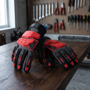 Gants anti-chocs avec embouts des doigts texturés en micro-diamants, bracelet réglable, gants de sécurité antidérapants - Product Image 2
