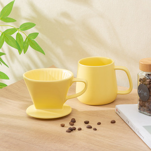 ถ้วยกรองกาแฟเซรามิกสีเหลือง พอร์ซเลน ใช้ซ้ำได้ ดีไซน์มินิมอล สำหรับใช้ในบ้านและสำนักงาน - Product Image 2