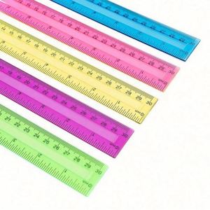 Regla de plástico a escala de 30cm, regla recta colorida de 12 pulgadas, regla de plástico de dibujo DIY de diferentes diseños de colores transparentes - Product Image 5
