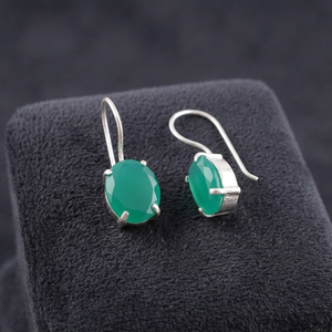 Pendientes de Piedra Preciosa de Ónix Verde de Diseño 2026, en Plata de Ley 925, para Mujeres y Niñas - Product Image 3