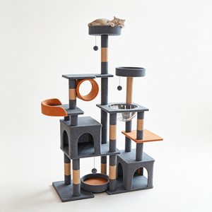 Arbre à chat, griffoir, nid pour chat, pilier d'escalade intégré, plateforme de saut multi-niveaux, fabrication sur mesure, vente en gros - Product Image 6