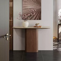 Console ultra-étroite moderne en bois massif avec plateau en pierre pour entrée, mobilier de maison