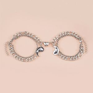 Bracelet de couple magnétique Yin Yang chinois pour hommes et femmes, ensemble de bracelets fins en acier inoxydable pour amoureux - Product Image 4