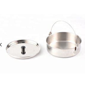 Clamp Shell Design NEW Camping Stainless Steel <b>Lunch</b> Box Kit Dish Cup Cooking <b>Set</b> Round Mess Tin - Product Image 4