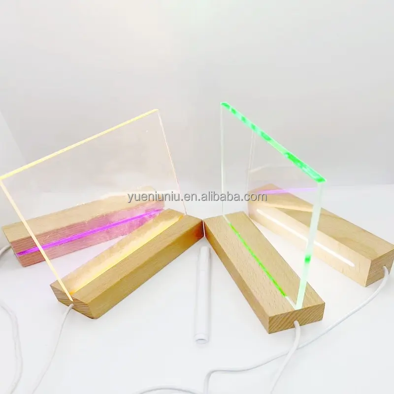 Australia Hot Selling USB LED 7 Colors Wooden Resin Lamp Base Creative 3D Night Light