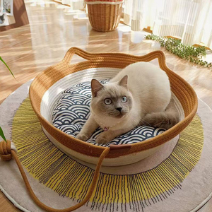 Customized Breathable Hand Woven Cave Rattan Pet Nest Cute Bed Animal Pattern Wash <b>House</b> Centuryart #CW-0031 - Product Image 2