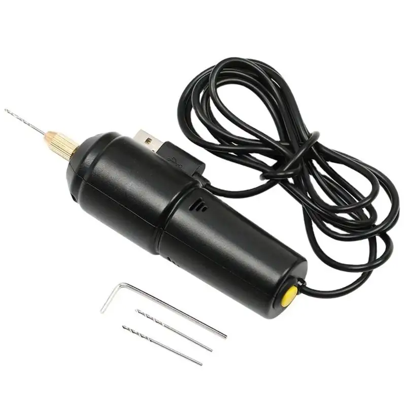Handheld Mini Electric Drill for Pearl Epoxy Resin Jewelry Making DIY Wood Crafts Tools with 5V USB Cable