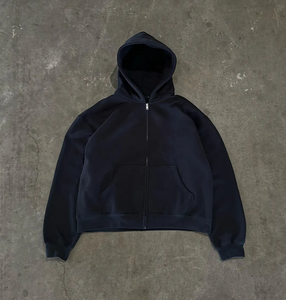 Alta calidad personalizado algodón francés Terry Hoddie Oversized Boxy Fit Cropped Baggy Zip up sudaderas con capucha y pantalones de chándal Jogger Set hombres - Product Image 4