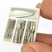 Ensemble d'ustensiles miniatures 1/12 : couteau, fourchette, cuillère, kit de couverts miniatures simulés pour maison de poupée