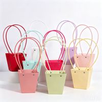 Kertas Pembungkus Kado Bunga Bentuk Trapesium Dengan Pegangan Plastik, Tas Buket Dengan Lapisan Anti Air Untuk Pesta Ulang Tahun Pernikahan
