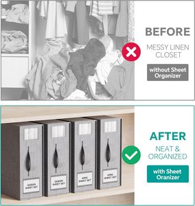 Kuyue Tấm Ga Trải Giường <span class=keywords><strong>Organizer</strong></span> Cho Linen Tủ Quần Áo Tổ Chức Và Lưu Trữ, Có Thể Gập Lại Tấm Lưu Trữ Hộp Màu Xanh Oxford Quần Áo Tổ Chức - Product Image 5