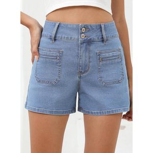 Shorts en jean taille haute pour femme 2025 – Extensibles, effet ventre plat, coupe skinny, style vintage, boutonnés, sexy, pour l'été - Product Image 4