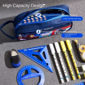 Nouvelle <span class=keywords><strong>trousse</strong></span> à crayons double couche imprimée Marvel Spider-Man, grande capacité, en cuir, pour enfants, résistante à la saleté - Product Image 4