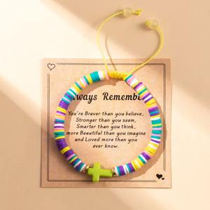 Cross Polymer Clay <b>Bracelet</b> Adjustable <b>Rope</b> Unisex Gift Jewelry Yiwu Origin - Product Image 2