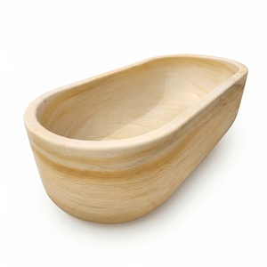 อ่างอาบน้ำทรงวงรีสั่งทำพิเศษสุดหรูหราทันสมัย ลายไม้สีเหลืองหินอ่อน แบบลอยตัว สำหรับแช่ตัวในห้องน้ำ วิลล่า โรงแรม บ้าน - Product Image 6