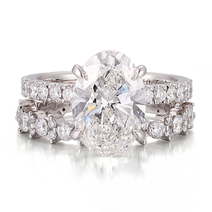 Bagues de créateur, diamants taille ovale certifiés IGI, or blanc massif 18K 14K 10K, ensemble de bagues de joaillerie fine, bijoux de fête pour femmes et hommes - Product Image 2