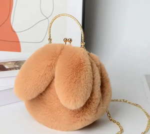 Autumn Winter New Rabbit Ear <b>Clip</b> Mouth <b>Bag</b> Female Oblique Cross Korean Version Lovely Portable Plush <b>Bag</b> - Product Image 2