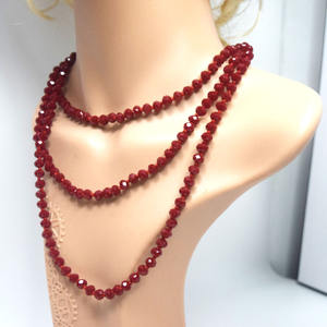 手作り60インチロングガラスクリスタルビーズビーズレイヤードロングネックレス女性用トロピカルボヘミアンセーターネックレス - Product Image 3