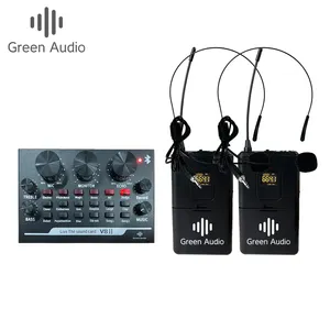 GAX-V8IIB 2022 Newest Professional Product Audio Usb Sound Card with Dual Wireless Microphones