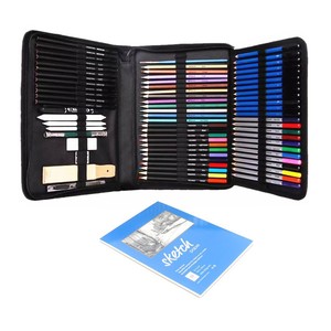 Secolorart Art Supply 72pcs Fournitures de <span class=keywords><strong>dessin</strong></span> Ensemble de croquis <span class=keywords><strong>Pro</strong></span> Art Fournitures de croquis <span class=keywords><strong>Kit</strong></span> de crayons de couleur avec bloc-croquis - Product Image 1