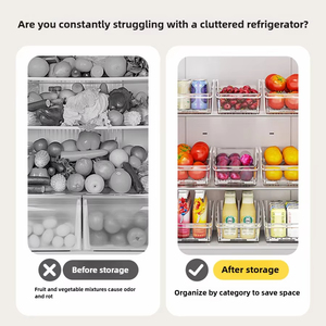 Wholesale Fridge Organizer Refrigerator <b>Bins</b> Organizers and Storage Containers for Fruit Vegetable Food Drinks - Product Image 4