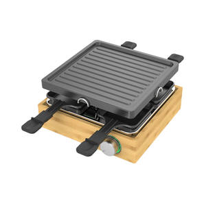Appareil à <span class=keywords><strong>raclette</strong></span> électrique domestique en bambou <span class=keywords><strong>4</strong></span> personnes facile à nettoyer - Product Image 1