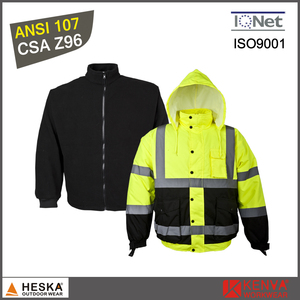 Hivis Workwear Reflective <strong>3</strong> in <strong>1</strong> 300D Oxford Bomber Quilted <strong>Safety</strong> <strong>Jacket</strong> - Product Image 4