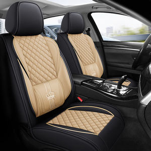 Vente à chaud de housses de siège de voiture universelles en cuir beige de 11 pièces tapis de voiture ventilés personnalisés au <span class=keywords><strong>volant</strong></span> - Product Image 2